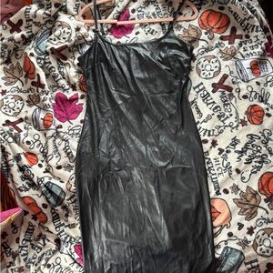 Black leather dress